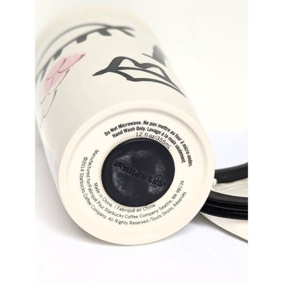 Starbucks Ceramic Travel Mug & Lid – Abstract Winking Eye Face Tumbler 12 oz - Picture 8 of 10